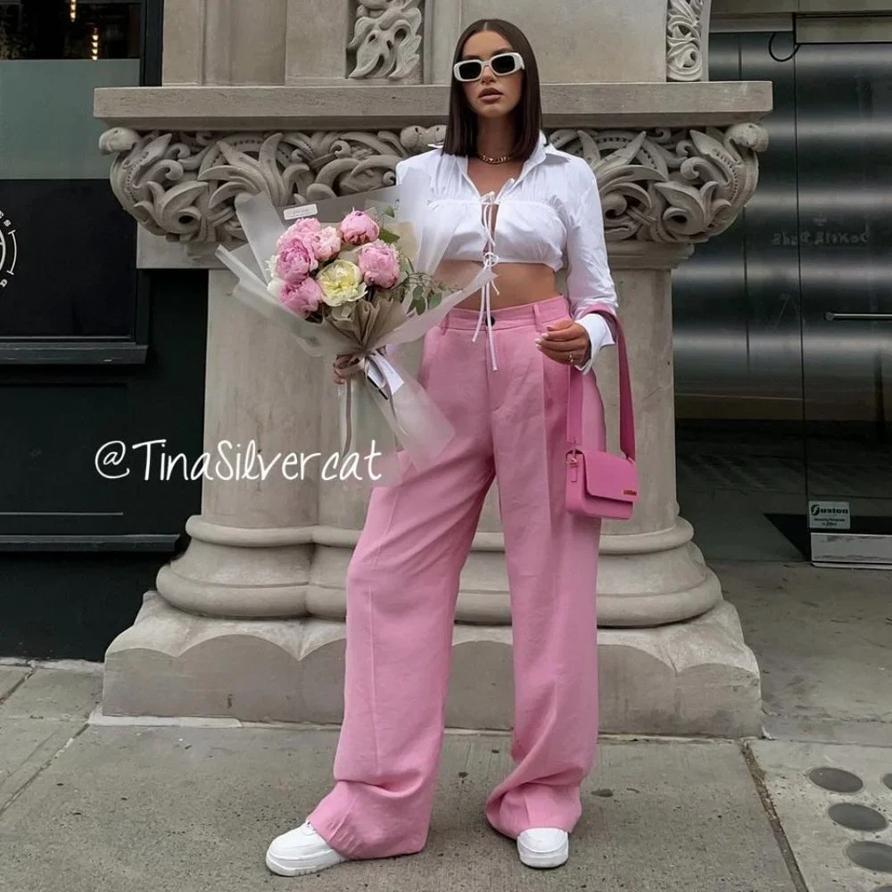 BLOGGER'S FAVE! Zara High Waisted Pants Pastel Pink NWT